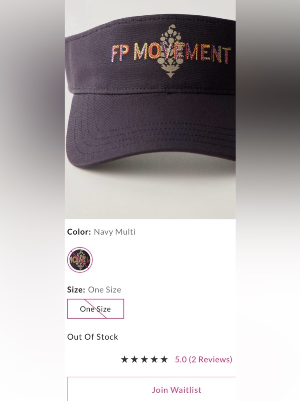 Free People Movement ~ Tee Time Visor ~  
Navy Multi Color ~ OS ~ * NWT - Picture 7 of 8